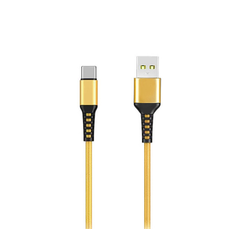KABEL USB WZMACNIANY OPLOT TYP-C DENMEN ZŁOTY 1M D02T