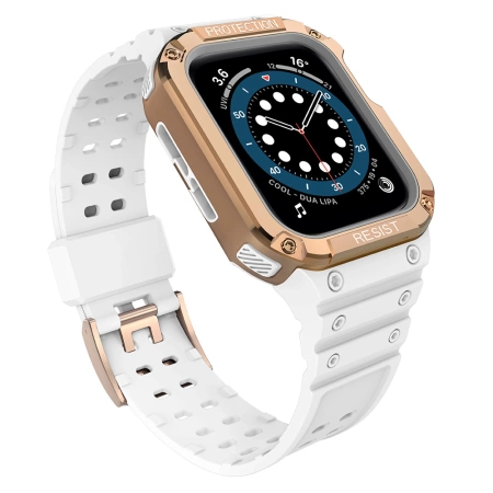 Schutzarmband für Apple Watch 38/40/41 mm Panzergehäuse-Armband - Weiß, Roségold