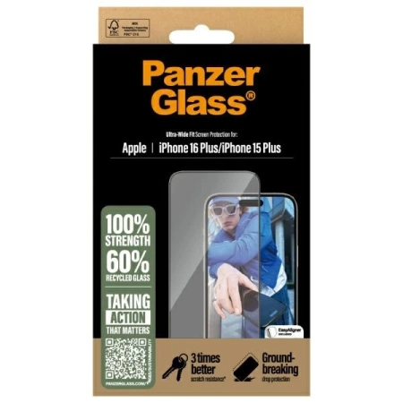 PanzerGlass Displayschutzfolie iPhone 16 Plus 6,7&quot; Ultra-Wide Fit 2863