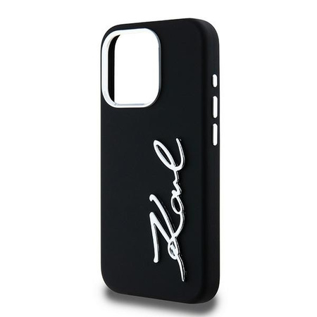 Oryginalne Etui KARL LAGERFELD hardcase Silicone Metal Script Logo KLHCP15LSCMSMVK do Iphone 15 Pro Czarny