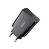 Baseus Speed Mini ładowarka sieciowa zasilacz EU do szybkiego ładowania USB Typ C 20W 3A czarny (CCFS-SN01)