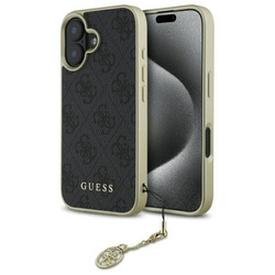 Original Handyhülle IPHONE 16 PLUS Guess Hardcase 4G Charms Collection (GUHCP16MGF4GGR) schwarz
