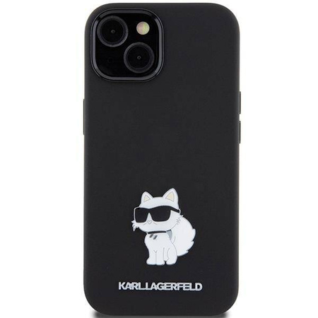 Etui Karl Lagerfeld Silicone Choupette Metal Pin na iPhone 15 Plus / 14 Plus - czarne
