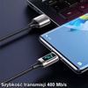 USAMS Braided cable U78 USB-C 1.2m LED 6A Fast Charging white/white SJ544USB02 (US-SJ544)