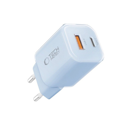 TECH-PROTECT NCM33W 2-PORT NETWORK CHARGER PD33W/QC3.0 BABY BLUE