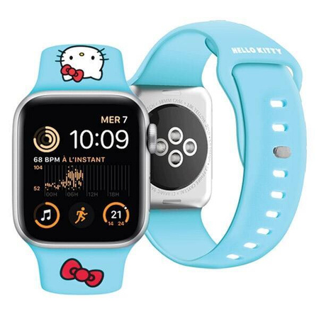 Pasek Hello Kitty Silicone Kitty Head na Apple Watch 38/40/41mm - niebieski