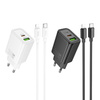 HOCO ładowarka sieciowa USB A + Typ C + kabel Typ C do Lightning PD QC3.0 3A 30W N63 czarna
