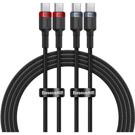 Baseus Cafule USB-C / USB-C-Kabel 100W 1 m - rot-schwarz und schwarz-grau (2 Stk.)