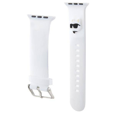 Armband für APPLE WATCH 4 / 5 / 6 / 7 / 8 / SE / ULTRA (42 / 44 / 45 / 49 MM) Karl Lagerfeld Strap 3D Rubber Choupette Head (KLAWLSLCNH) weiß