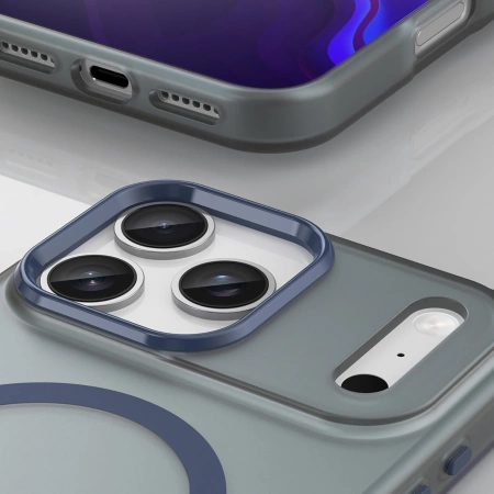 Etui Magnetic Abrasive na iPhone 17 Pro kompatybilne z MagSafe - matowe niebieskie