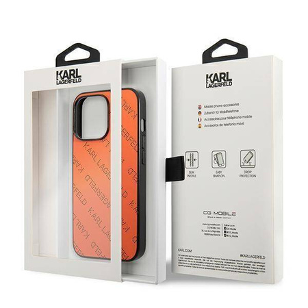 Oryginalne Etui IPHONE 13 PRO MAX Karl Lagerfeld Hardcase Perforated Allover (KLHCP13XPTLO) pomarańczowe