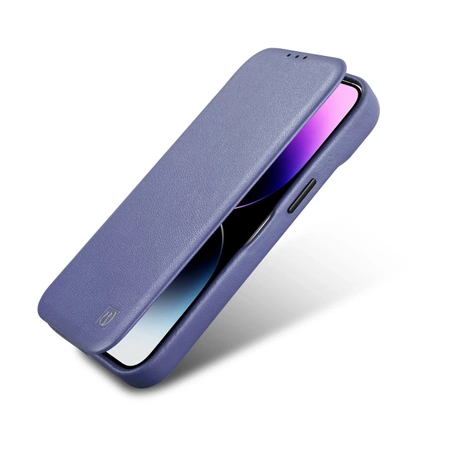 iCarer CE Premium Leather Folio Case skórzane etui iPhone 14 Plus z klapką magnetyczne MagSafe jasnofioletowy (WMI14220715-LP)