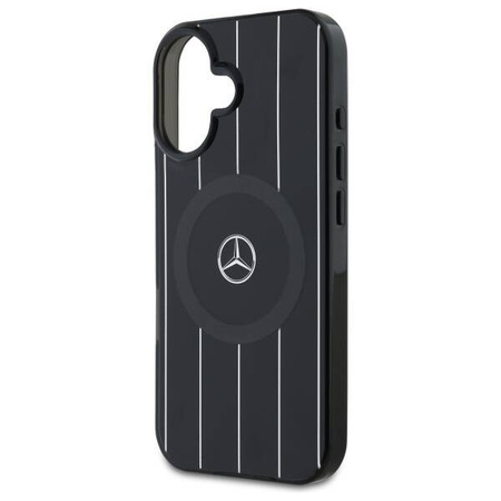Original Case IPHONE 16 Mercedes Hardcase MB Double Layer Crossed Lines MagSafe (MEHMP16S23HRSK) black