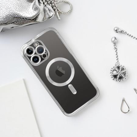 Futerał Electro Mag Cover kompatybilny z MagSafe do IPHONE 15 PRO MAX srebrny