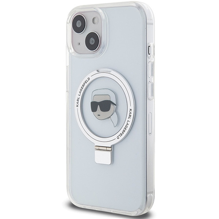 Karl Lagerfeld KLHMP15SHMRSKHH iPhone 15 6.1&quot; white/white hardcase Ring Stand Karl Head MagSafe