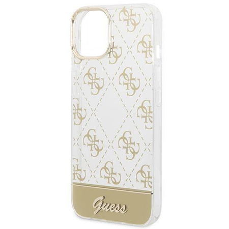 Oryginalne Etui IPHONE 14 PLUS Guess Hardcase 4G Pattern Script złote