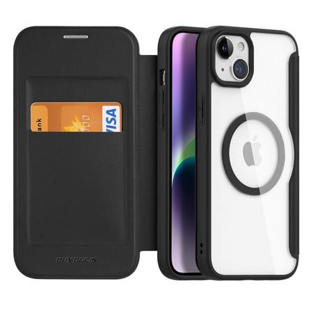 Etui iPhone 15 Plus magnetyczny pokrowiec MagSafe z klapką Dux Ducis Skin X Pro - czarny