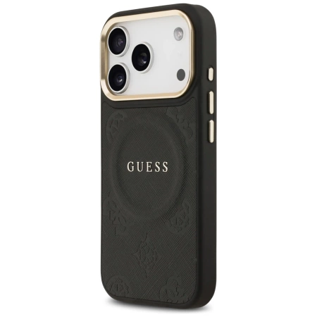 Etui Guess Peony Hot Stamp MagSafe na iPhone 17 Pro - czarne