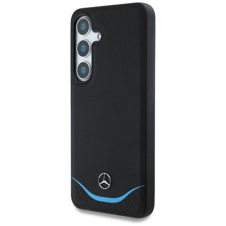 Original Handyhülle SAMSUNG GALAXY S25 Mercedes Leather Contrasted Blue Horizontal Curve MagSafe schwarz