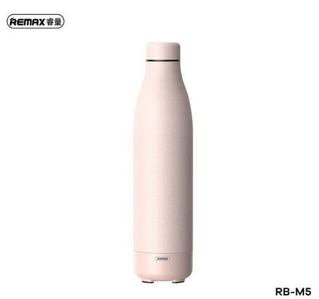 Remax bezprzewodowy głośnik bluetooth 5.0 z termosem kubkiem termicznym 500ml różowy (RB-M5)