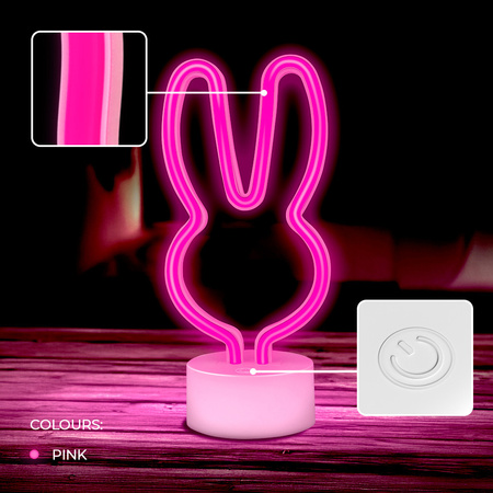 Neon na podstawce LED KRÓLICZEK różowy USB-C FSC-10 Forever Light