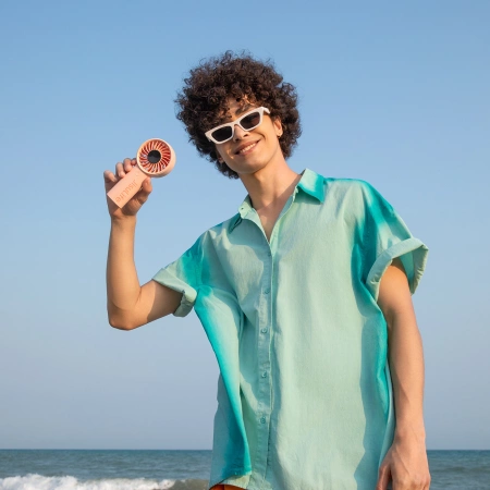 Mini wentylator Jisulife Handheld Fan Life4 3600mAh przenośny wiatraczek USB - różowy