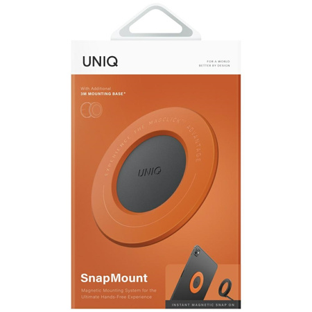 Uchwyt magnetyczny UNIQ SnapMount        samoprzylepny pomarańczowy/charcoal