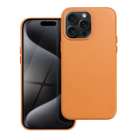 Leather Mag Cover kompatybilne z MagSafe do IPHONE 15 PRO MAX pomarańczowy