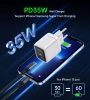 Choetech PD6052 USB-C USB-A PD 35W GaN Wandladegerät mit Display – Weiß