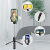 Selfie-Stick WR1YXS Teleskopstativ 0,71 m mit runder Lampe – Schwarz