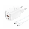 FONENG wall charger EU70 PD 20W 1xUSB-C + 1xUSB QC3.0 + cable USB-C - USB-C White