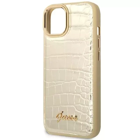 Original Handyhülle IPHONE 14 PLUS Guess Croco Collection gold