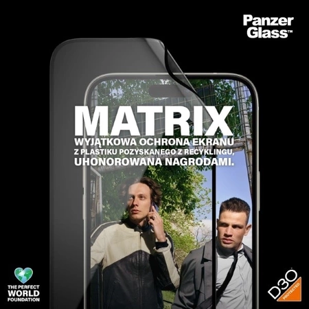 PanzerGlass Matrix Ultra-Wide-Fit hybrid glass for iPhone 15 Plus with positioner