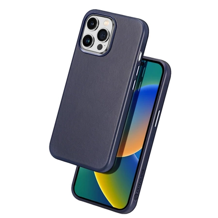 Dux Ducis Naples Hülle iPhone 14 Pro Max magnetische Lederhülle MagSafe blau