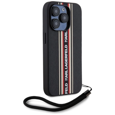 Etui Karl Lagerfeld Saffiano Athleisure Stripes Cord na iPhone 15 Pro Max - czerwone