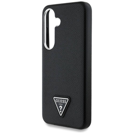 Original Case SAMSUNG GALAXY S25 Guess Grained Triangle Logo MagSafe black