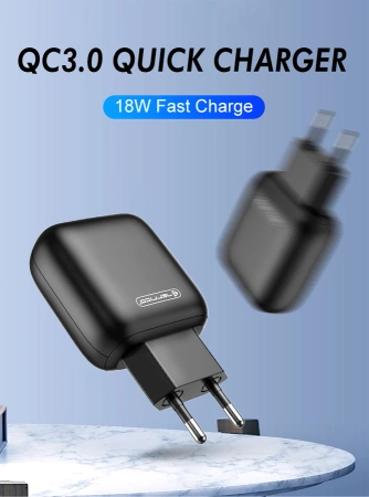 JELLICO ładowarka sieciowa C32 18W 1xUSB QC3.0 + kabel USB-C Czarny