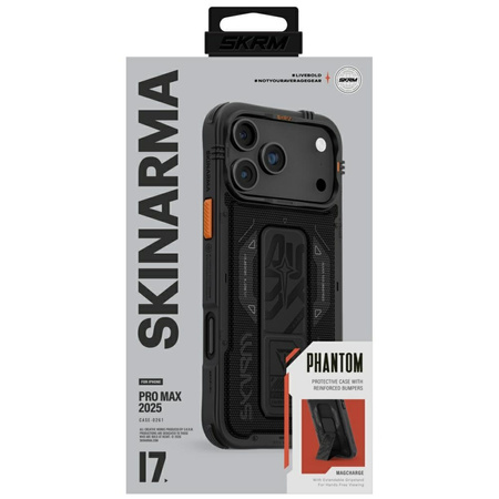 Etui Skinarma Phantom do iPhone 17 Pro Max Magnetic Charging + Grip Stand czarny