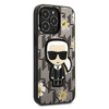 Original Handyhülle IPHONE 13 PRO Karl Lagerfeld Flower Ikonik Karl (KLHCP13LPMNFIK1) grau
