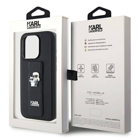Karl Lagerfeld nakładka do iPhone 14 Pro 6,1&quot; KLHCP14LGSAKCPK HC GRIPSTAND SAFFIANO KC PINS czarna