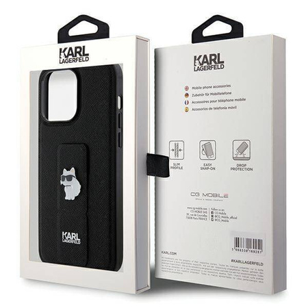 Karl Lagerfeld nakładka do iPhone 13 Pro 6,1" KLHCP13LGSACHPK HC GRIPSTAND SAFFIANO CHOUPETTE PINS czarna