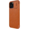 Nillkin Qin Leder Pro Hülle iPhone 14 Pro Max Kamera Cover Holster Cover Flip Case Braun