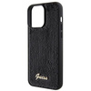 Guess Pailletten-Schriftzug-Metallgehäuse für iPhone 15 Pro Max – Schwarz