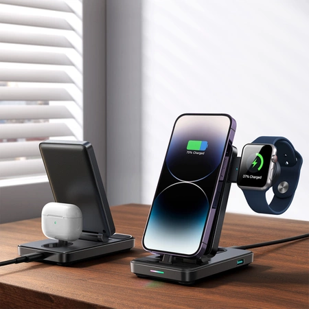 Joyroom JR-WQS02 iPhone AirPods Apple Watch 4in1 Ladestation faltbar – Schwarz