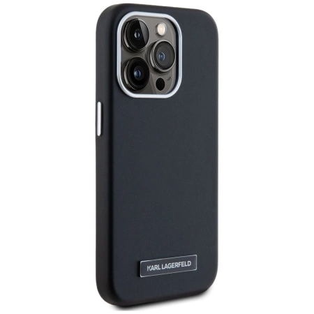 Karl Lagerfeld FW Metal Plate MagSafe iPhone 15 Pro Max Hülle - Schwarz