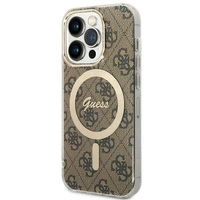 Guess IML 4G MagSafe Hülle für iPhone 15 Pro - Braun