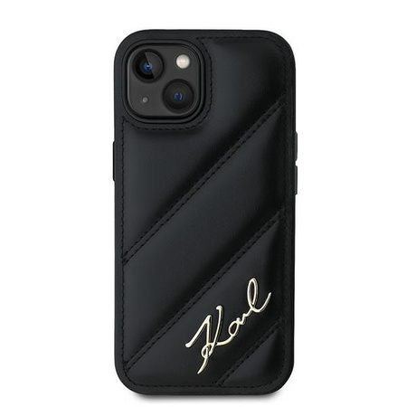Karl Lagerfeld KLHCP14SPQDSMGK iPhone 14 / 15 / 13 6.1" czarny/black hardcase Diagonal Quilted Script