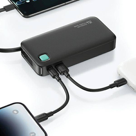 USAMS Powerbank ze zwijanym kablem USB-C Retractable 10000 mAh PD 20W Fast Charge XY Series fioletowy/purple 10KCD22403 (US-CD224)