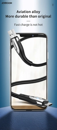 Kabel USB-A - micro USB Joyroom S-M411 3A 1.2m z wskaźnikiem ładowania - czarny