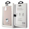 Etui Karl Lagerfeld Silicone Choupette Metal Pin na iPhone 15 Plus / 14 Plus - różowe
